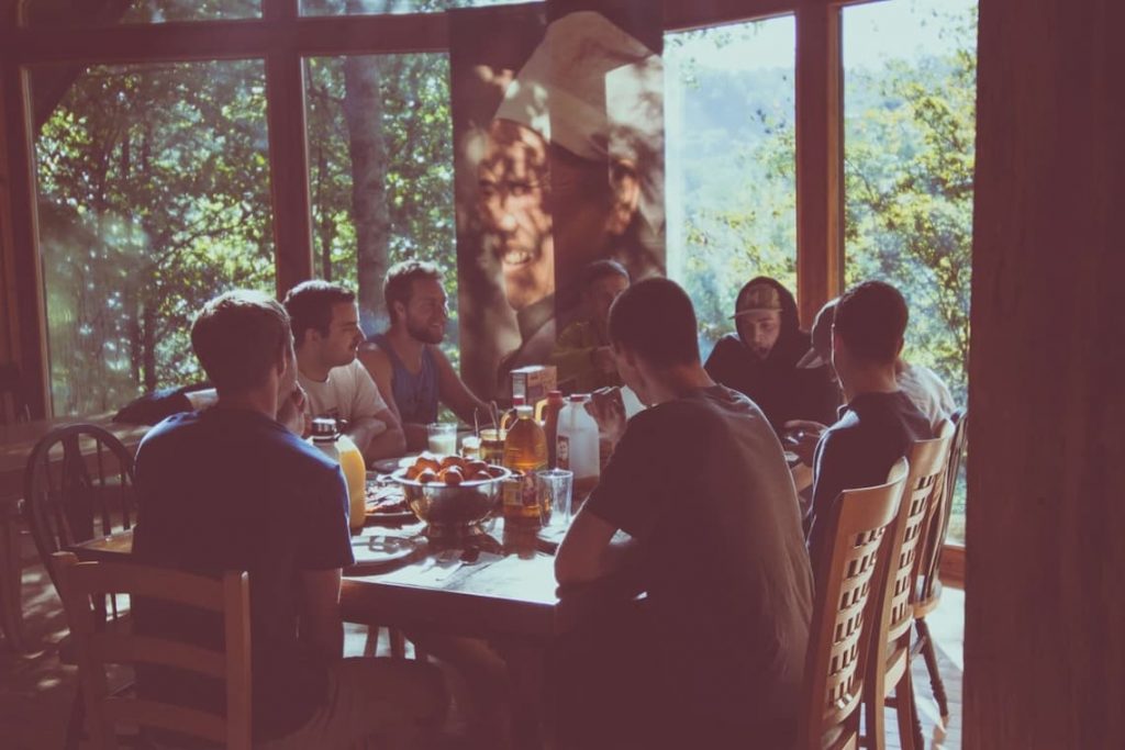 Young people at a breakfast table